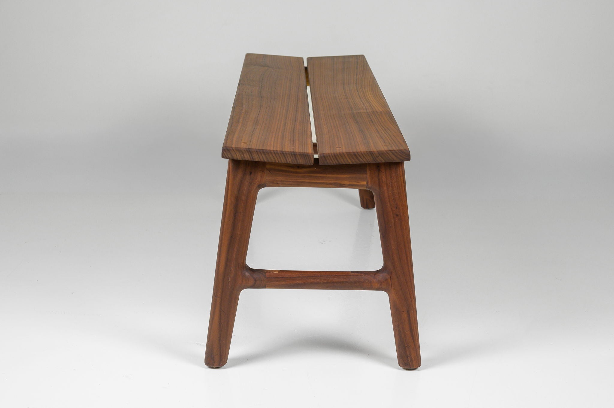 Two-Slat Wood Bench with A-Frame Legs