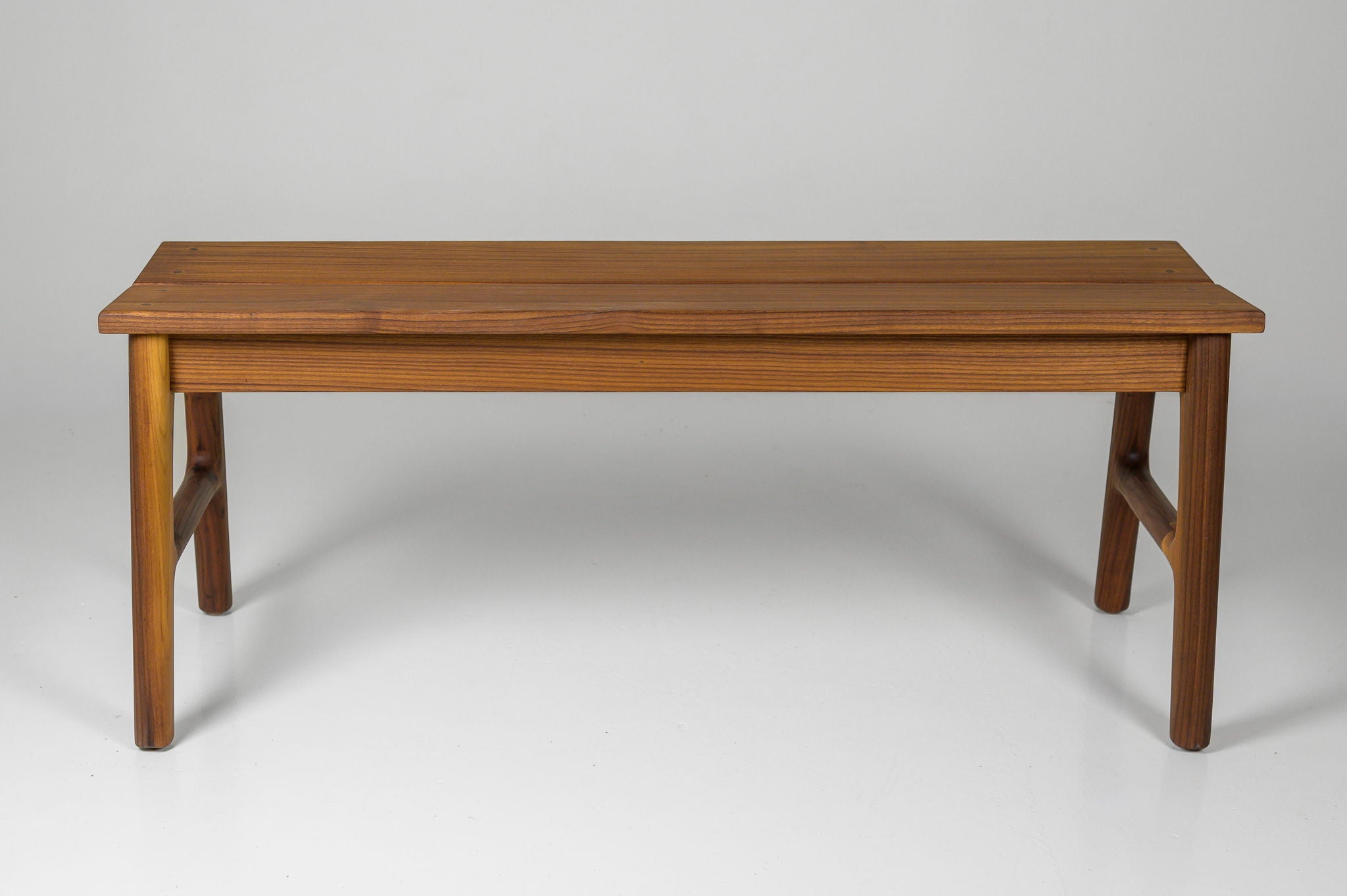 Two-Slat Wood Bench with A-Frame Legs