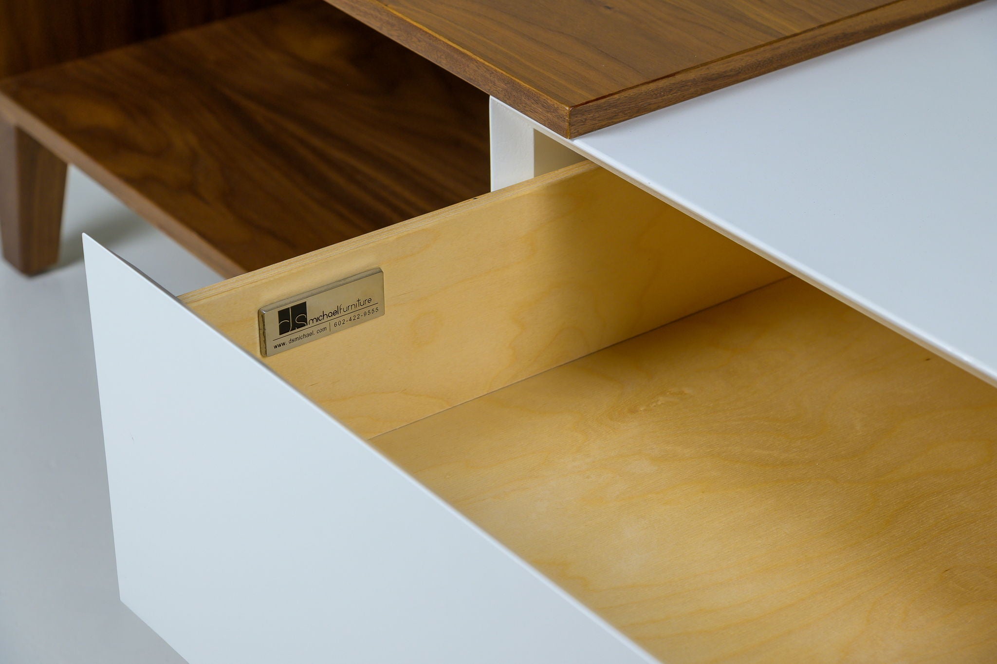 Two-Tone Walnut & White Coffee Table with Drawer
