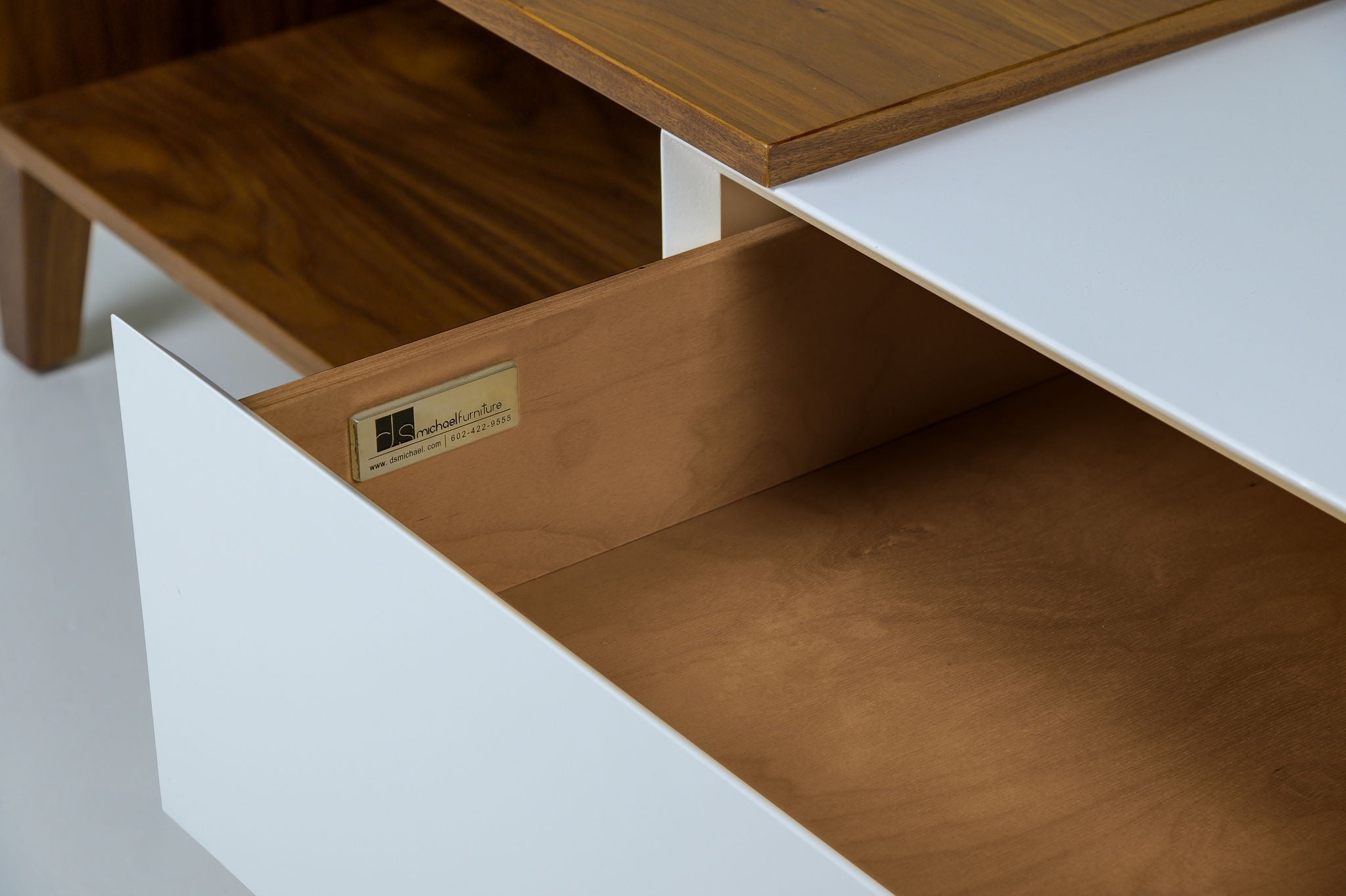 Two-Tone Walnut & White Coffee Table with Drawer